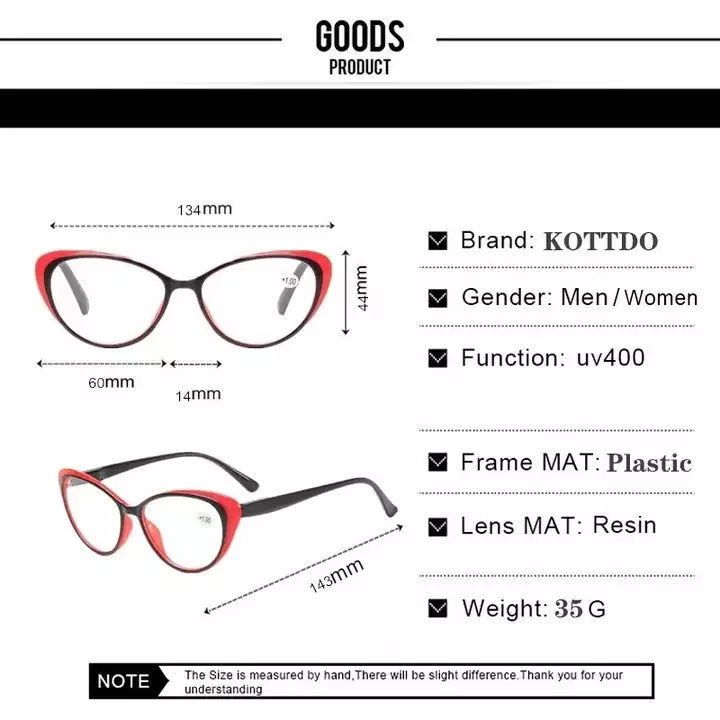 New Cat-Eye Reading Glasses Women's Fashion Men's Spring Leg Plastic Reading Glasses Presbyopia Glasses