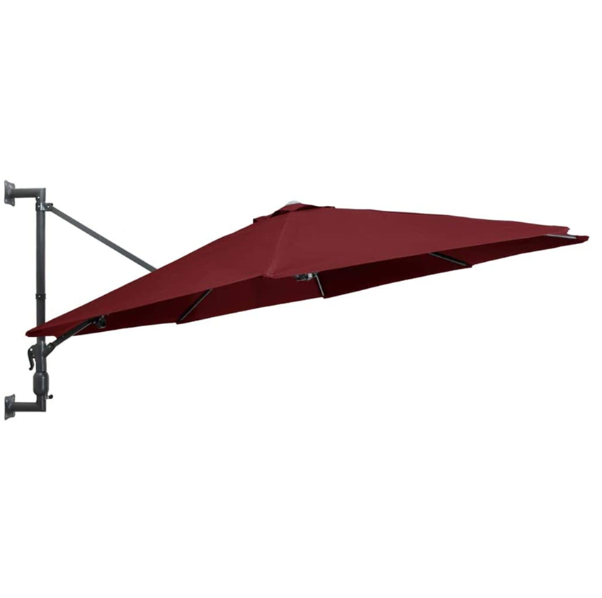 10 FT Wall Mounted Patio Umbrella, Outdoor Wall Umbrella with Adjustable Pole, Tilting Sunshade Umbrella with Wind Vent