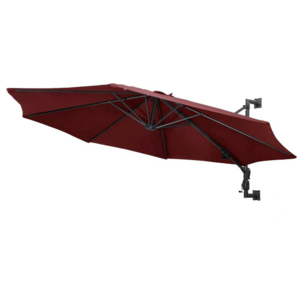 10 FT Wall Mounted Patio Umbrella, Outdoor Wall Umbrella with Adjustable Pole, Tilting Sunshade Umbrella with Wind Vent