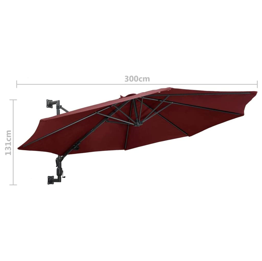 10 FT Wall Mounted Patio Umbrella, Outdoor Wall Umbrella with Adjustable Pole, Tilting Sunshade Umbrella with Wind Vent