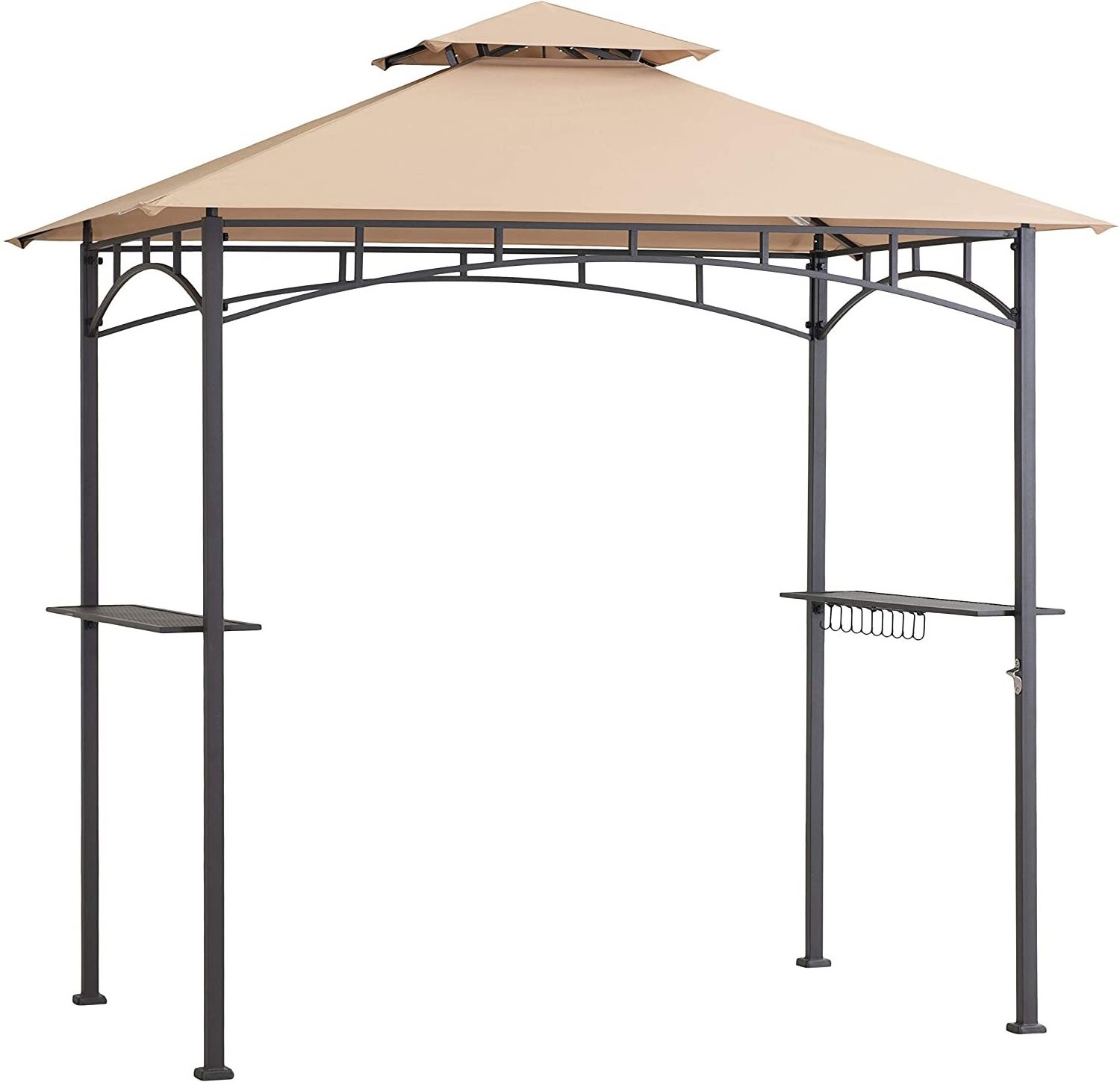 Hot sale metal gazebo Barbecue gazebo in the United States 8ft*5ft Double Flat Roof Sunshade BBQ Metal Garden grill Gazebo