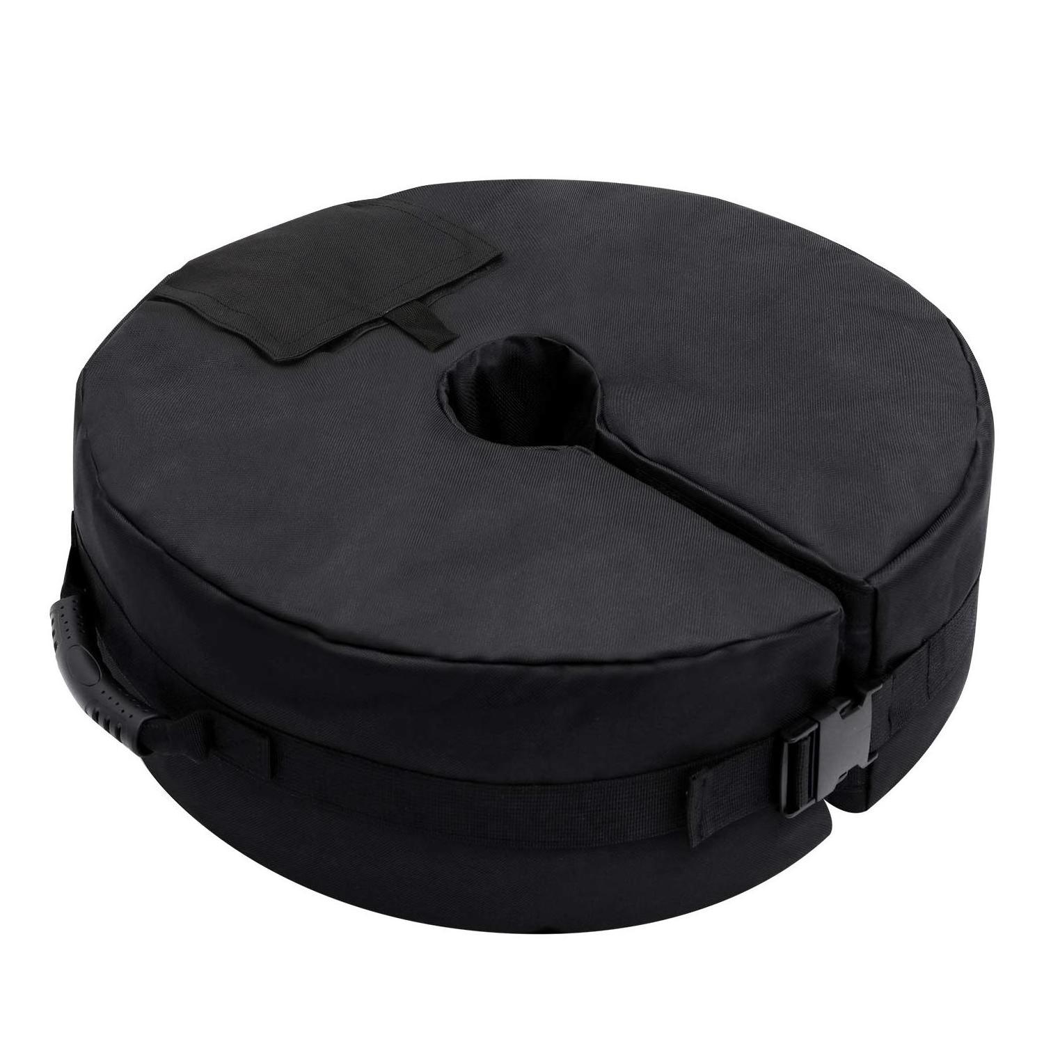 New hot design Outdoor Umbrella Base Weight Bag with Handle 600D Weatherproof Heavy Duty Round Fillable Parasol Base