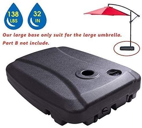 70L Heavy-Duty Patio Offset Umbrella Base, Outdoor Plastic Water Filled Weighted Stand with Wheels Holder for hanging umbrella