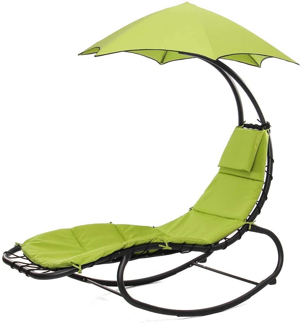 Outdoor Hanging Hammock Chair Lounge Swing, Curved Chaise Lounge Chair Swing for Backyard, Patio and More