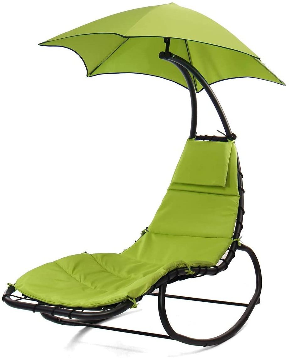 Outdoor Hanging Hammock Chair Lounge Swing, Curved Chaise Lounge Chair Swing for Backyard, Patio and More