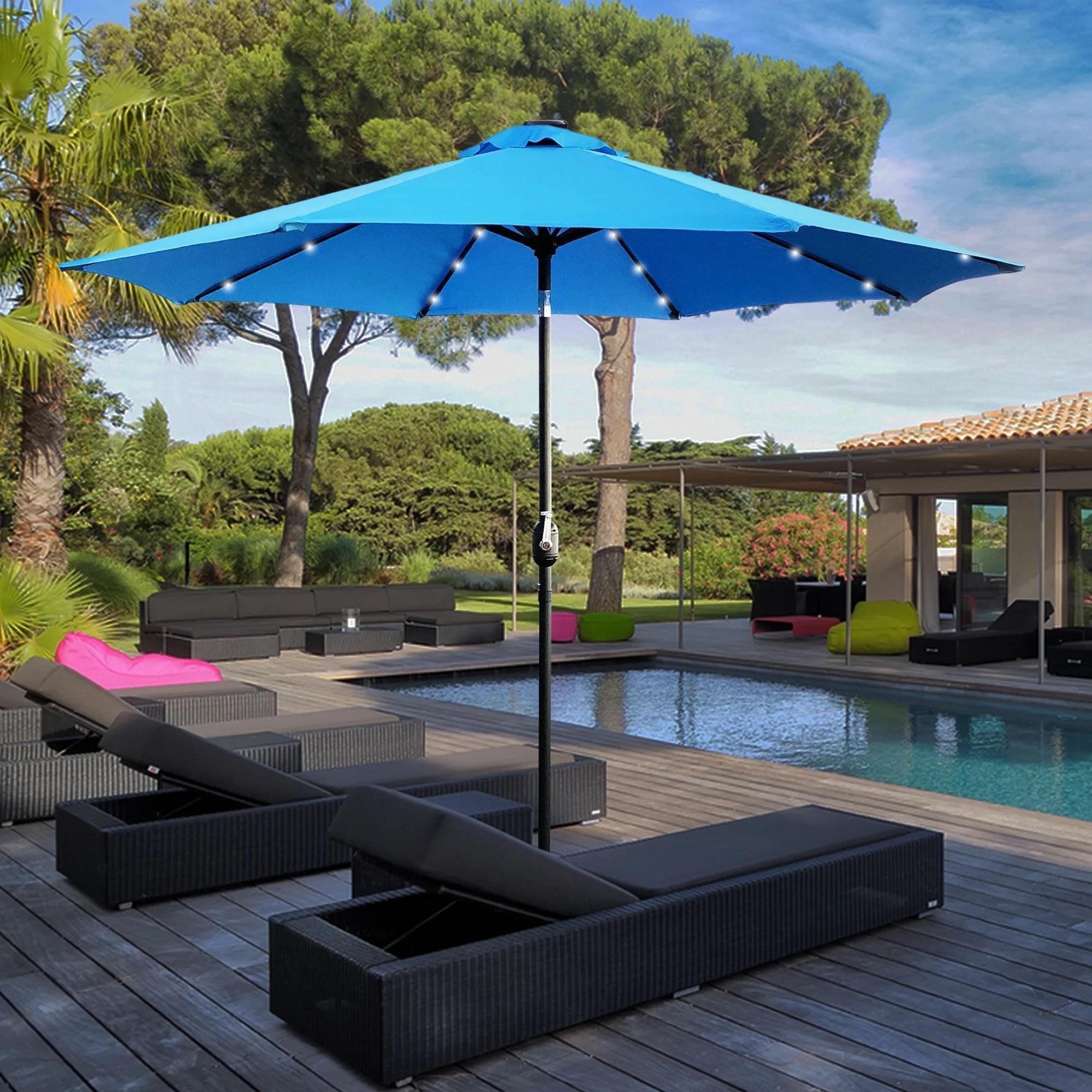 Outdoor Umbrella Sun Umbrella Garden Patio Umbrellas With Solar Led Lights And Tilt