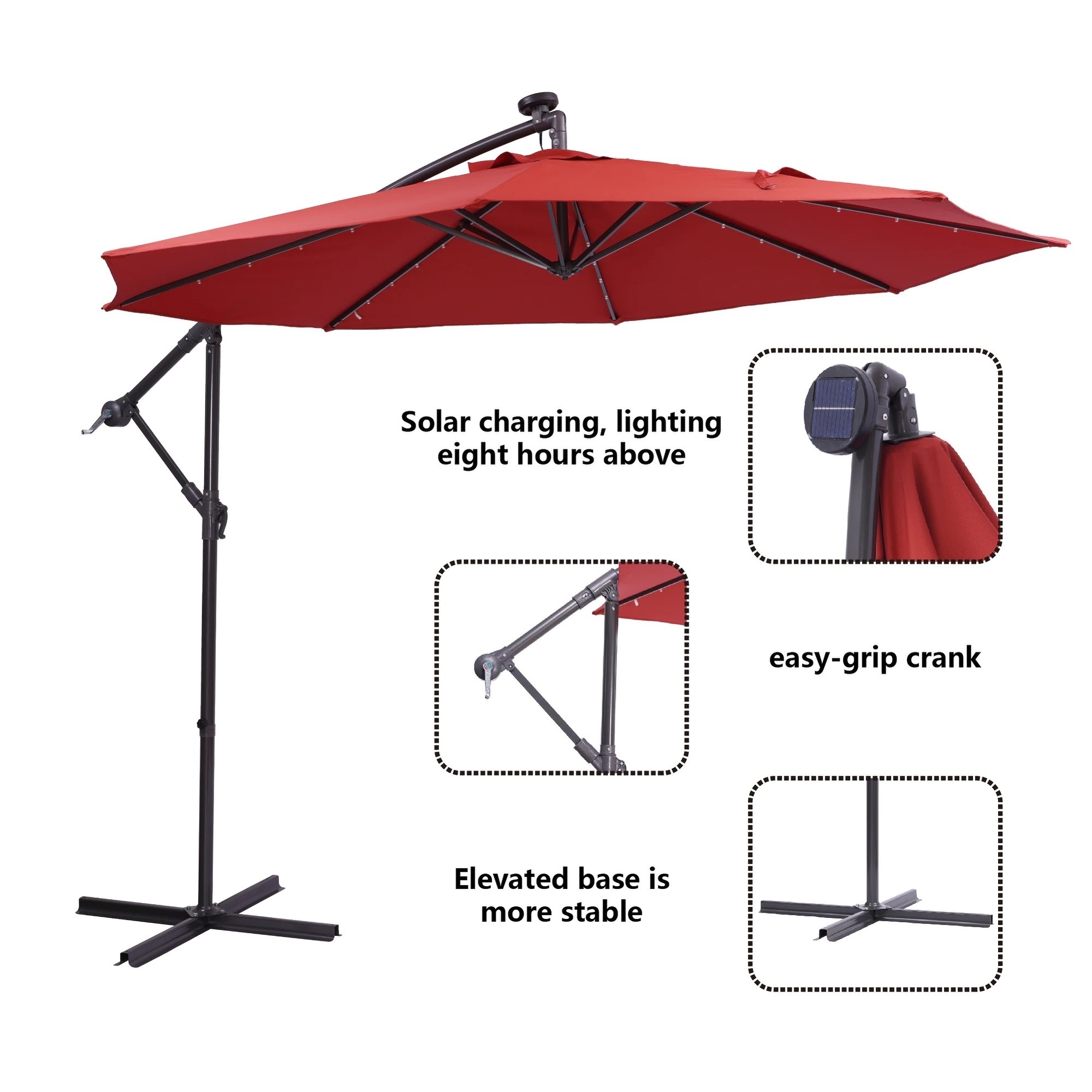 Side Pole Garden Sun Patio Beach Outdoor Umbrella Coffee Rain Sun Parasol Umbrella And Base