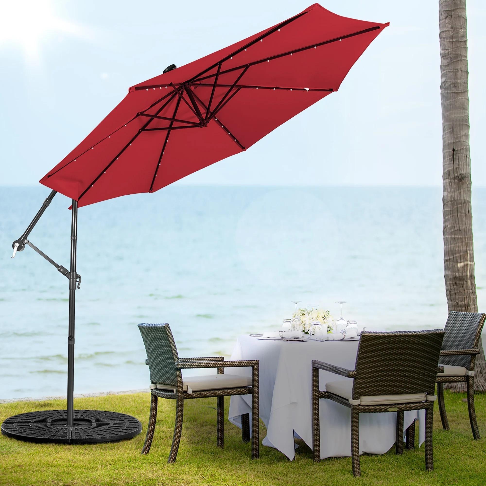 Side Pole Garden Sun Patio Beach Outdoor Umbrella Coffee Rain Sun Parasol Umbrella And Base