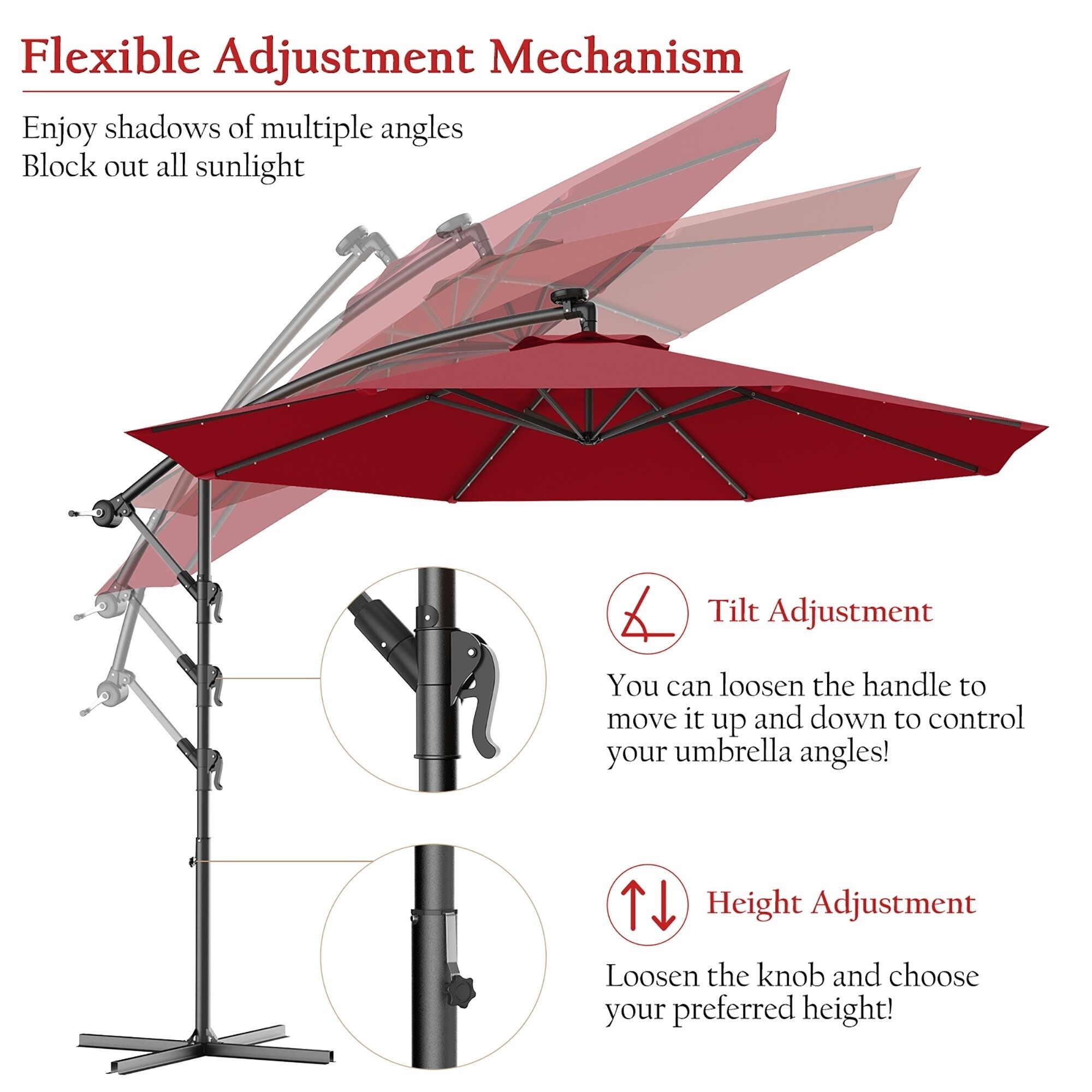 Side Pole Garden Sun Patio Beach Outdoor Umbrella Coffee Rain Sun Parasol Umbrella And Base