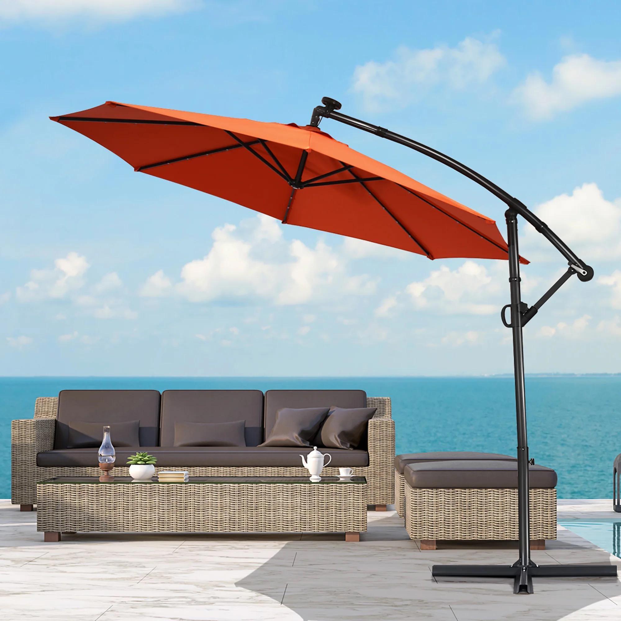 Side Pole Garden Sun Patio Beach Outdoor Umbrella Coffee Rain Sun Parasol Umbrella And Base