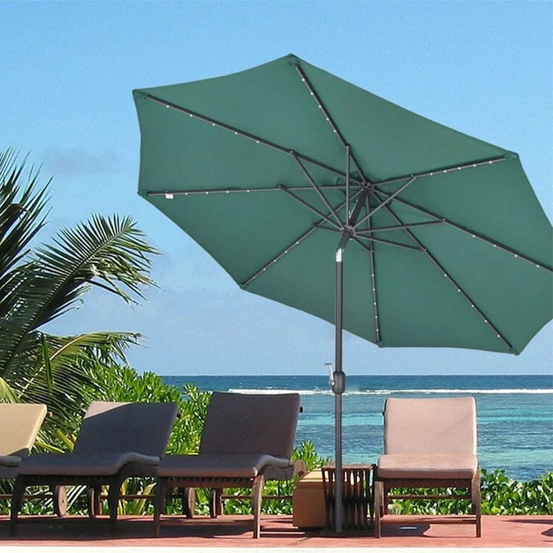 Auto Tilt Patio Parasol Outdoor Beer Garden Sun Crank Umbrella Bistro Restaurant