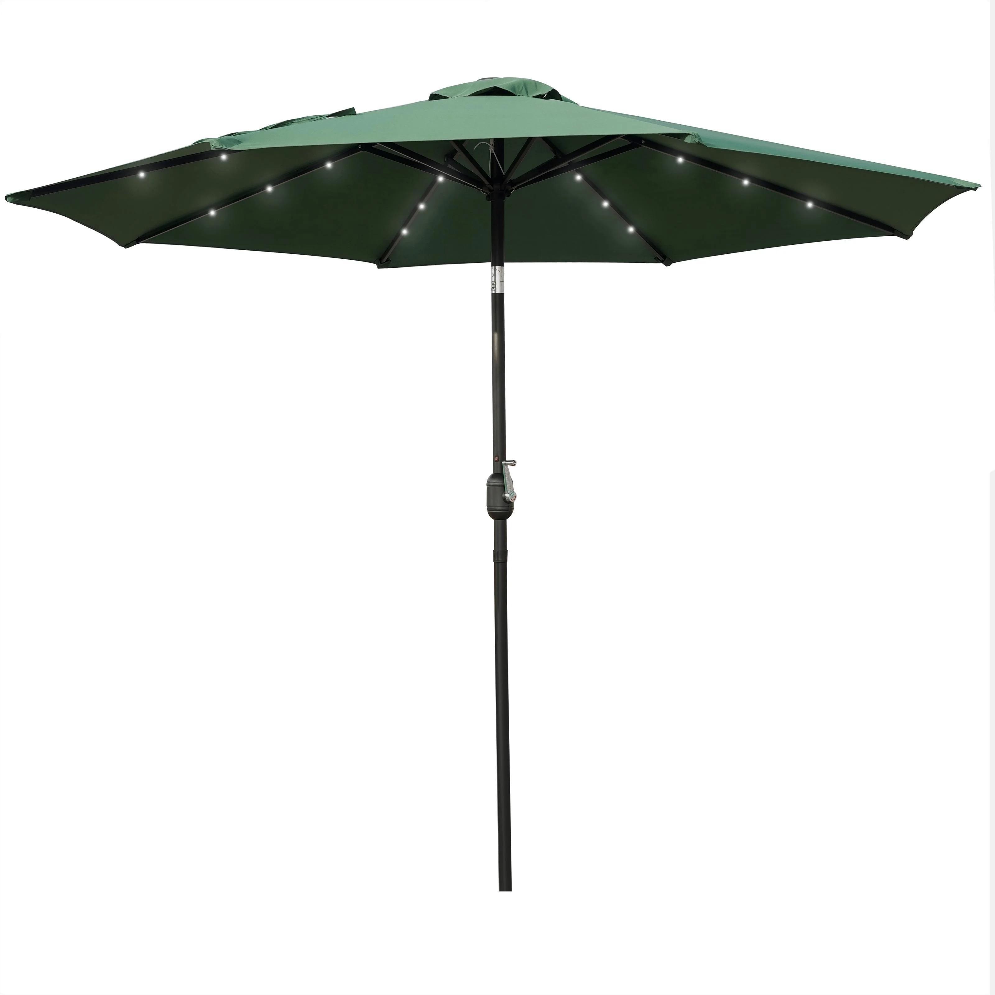 Auto Tilt Patio Parasol Outdoor Beer Garden Sun Crank Umbrella Bistro Restaurant