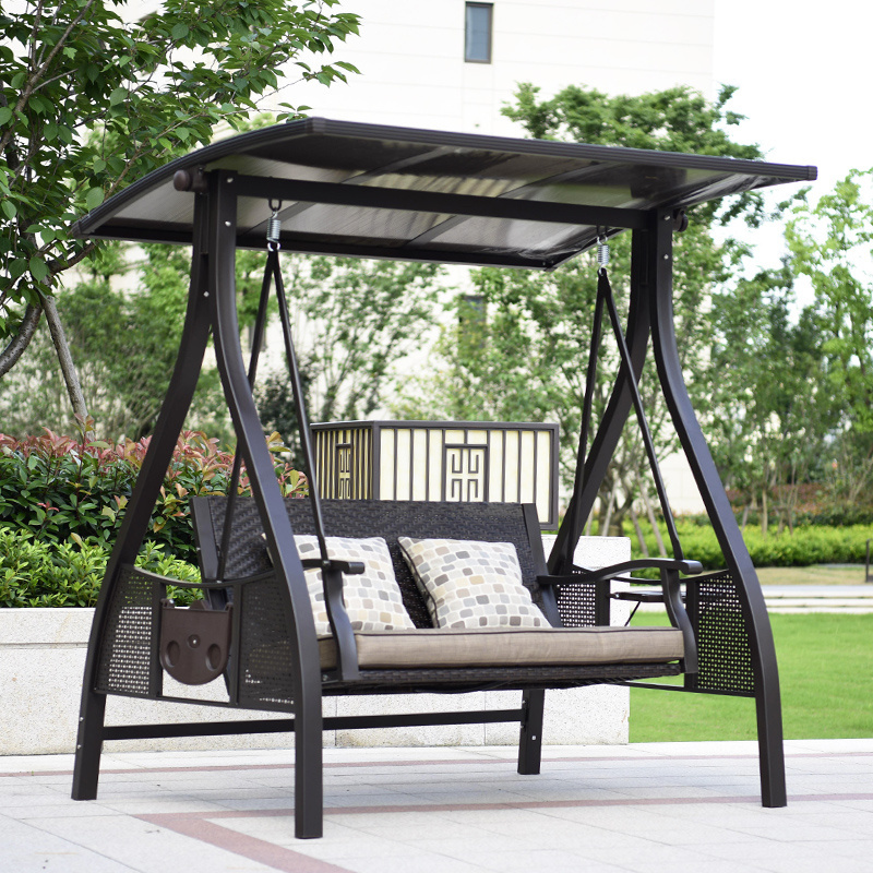 Outdoor Double Seat Garden Furniture Rattan Patio Swings Hanging Chair