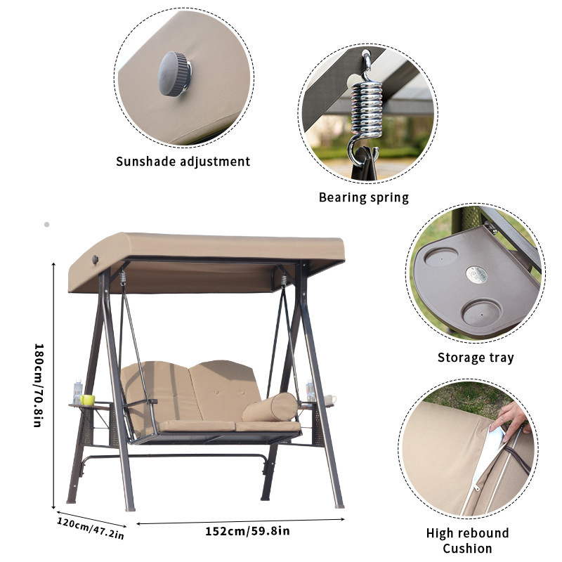 Outdoor Leisure Patio Garden Two-seater Swing Chair