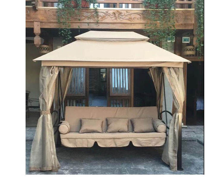 High Quality Aluminum Manufacture Outdoor Leisure Patio Garden Height Polyester Fabric Gazebo Swing With Canopy And 3 Seater