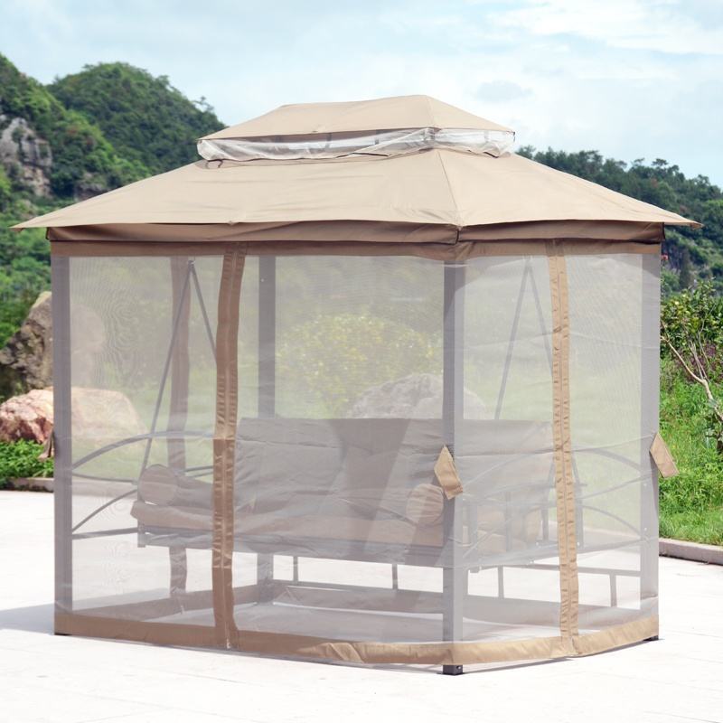 High Quality Aluminum Manufacture Outdoor Leisure Patio Garden Height Polyester Fabric Gazebo Swing With Canopy And 3 Seater