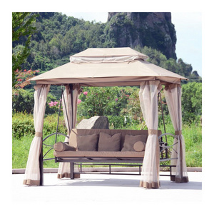 High Quality Aluminum Manufacture Outdoor Leisure Patio Garden Height Polyester Fabric Gazebo Swing With Canopy And 3 Seater