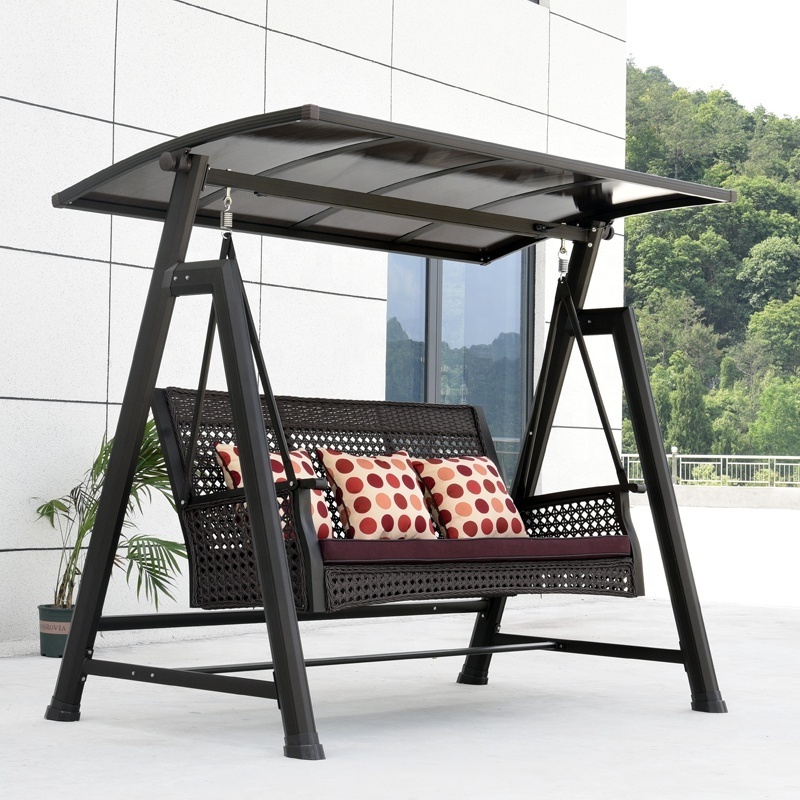 Custom outdoor double yard swing three aluminum alloy hammock rattan chair