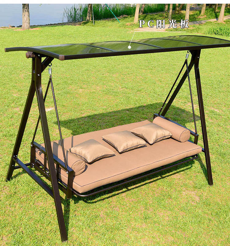 Wholesale Outdoor Aluminum Three Seat Patio Swing Chair Outdoor Furniture Swing Bed With Pillow