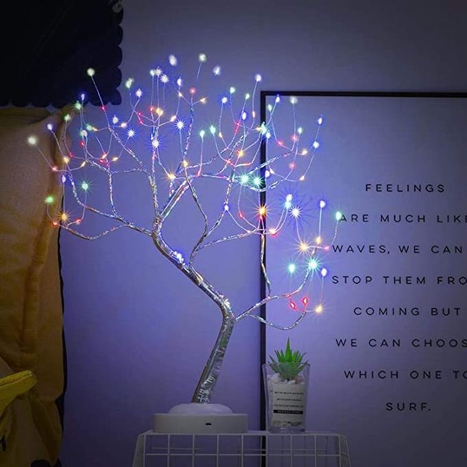 Tabletop DIY Artificial Light Tree Light Touch Switch Battery USB Operated LED Night Bedroom Decor Bonsai Lamp