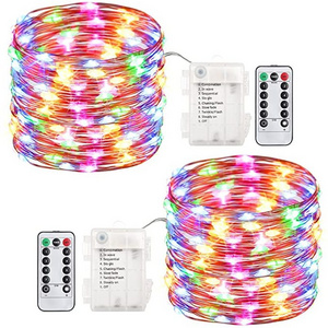 Led Fairy Lights Battery Operated with Remote Control Timer Waterproof Silver Copper Wire Twinkle Lights