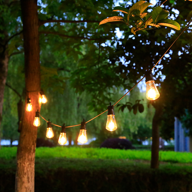 10 Bulbs S14 Garden String Lights with Warm White Bulbs IP65 Christmas Hanging Outdoor String Lights Dimmable Garden Light