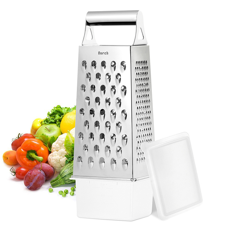 Customized other kitchen appliances 4 sides  professional box grater stainless steel Cheese Grater with Handle