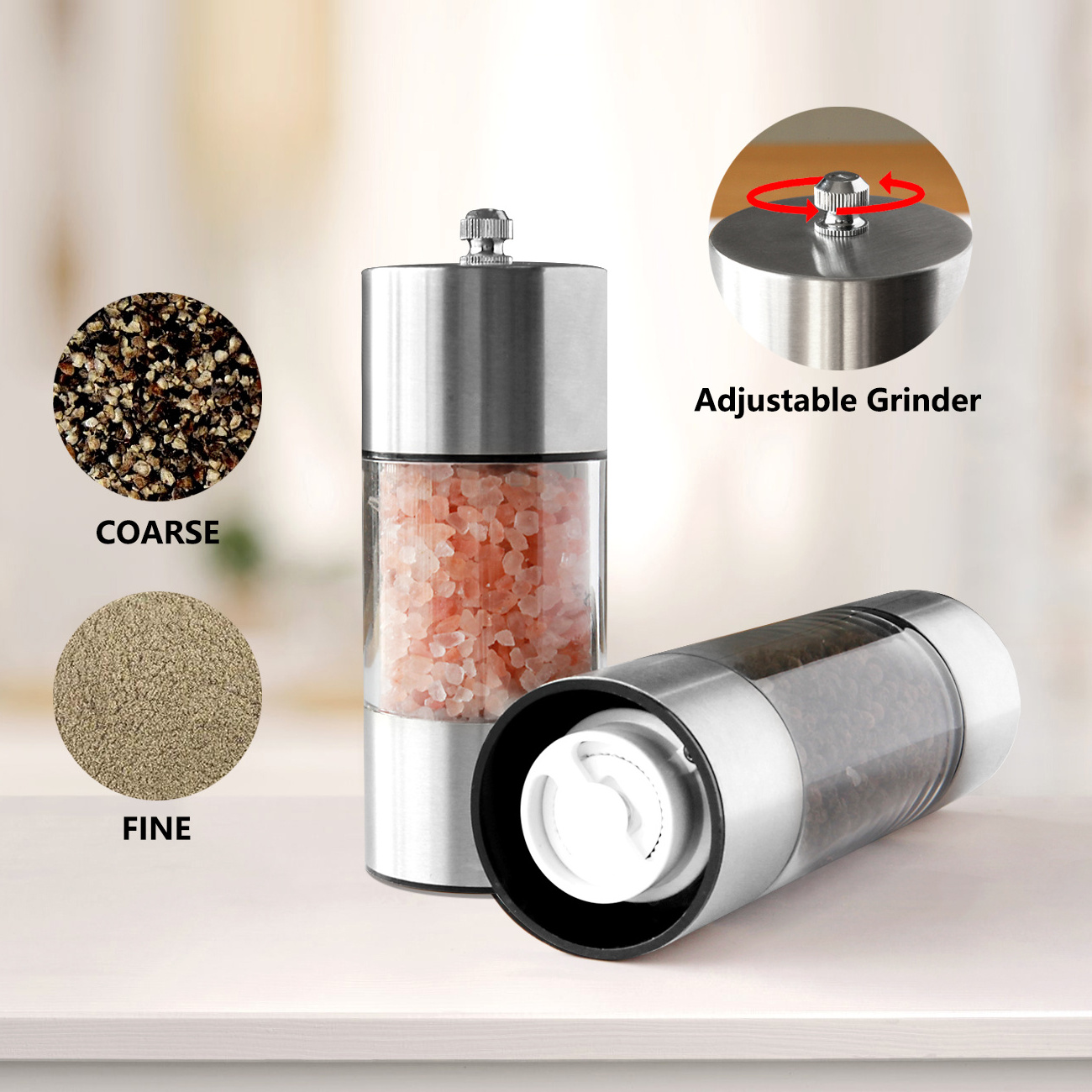 Manual Ceramic Burr Grinder Salt and Pepper Mills Spice Grinders