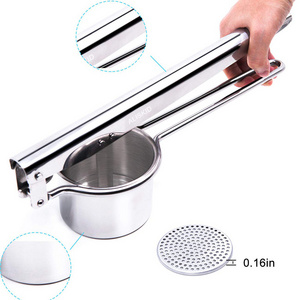 LHS 3 in 1 Potato Ricers Potato Ricer and Masher Stainless Steel Manual Masher with 3 Interchangeable Fineness Discs