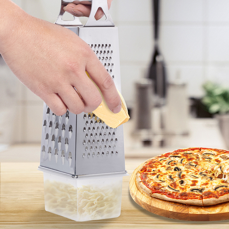 Customized other kitchen appliances 4 sides  professional box grater stainless steel Cheese Grater with Handle