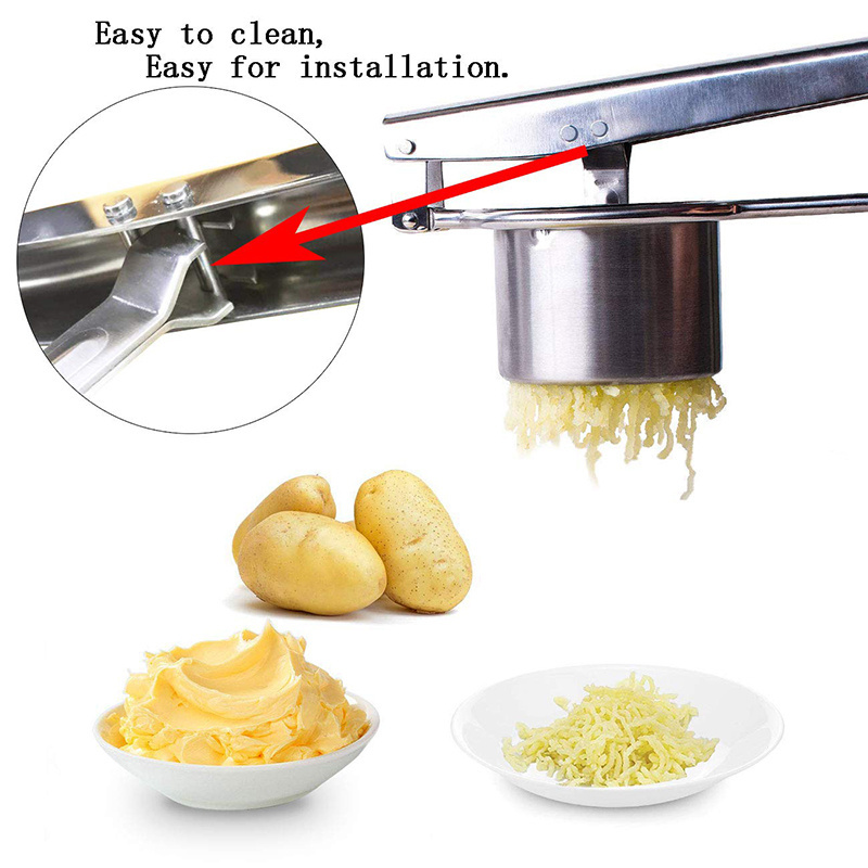 LHS 3 in 1 Potato Ricers Potato Ricer and Masher Stainless Steel Manual Masher with 3 Interchangeable Fineness Discs