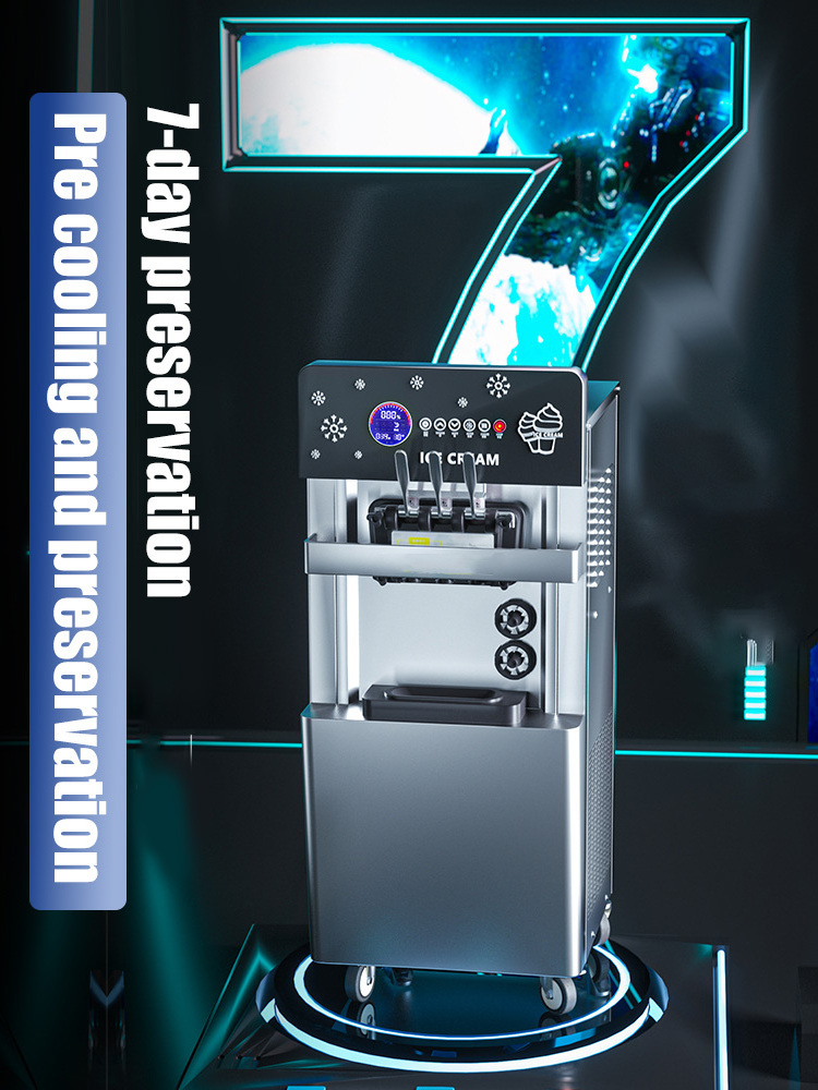 Ice Cream Cone Machine Commercial 3 Flavors Desktop Stainless Steel Home Used Ice Cream Machine