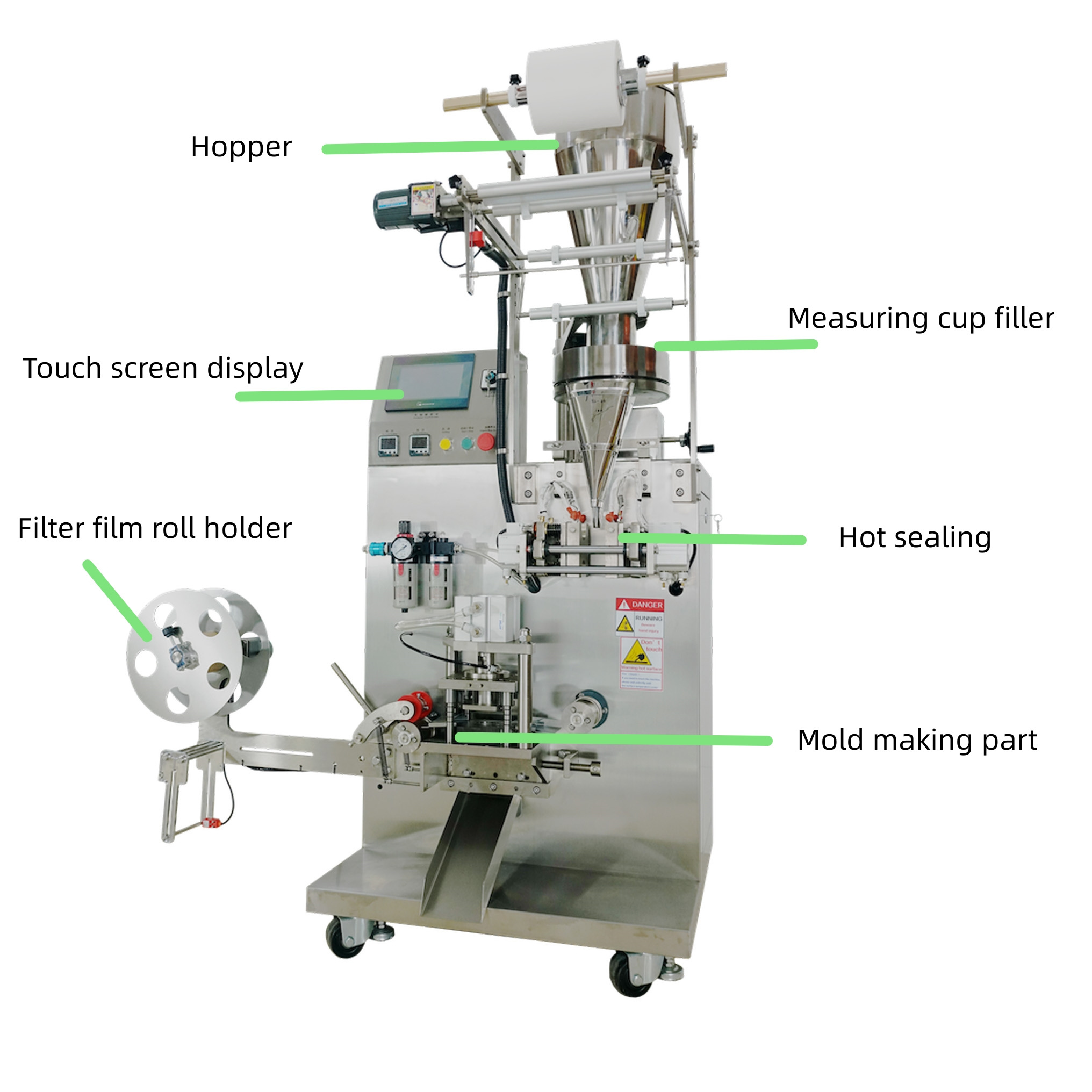 Stainless steel round tea bag packing machine tea cake filter paper wrapping machine