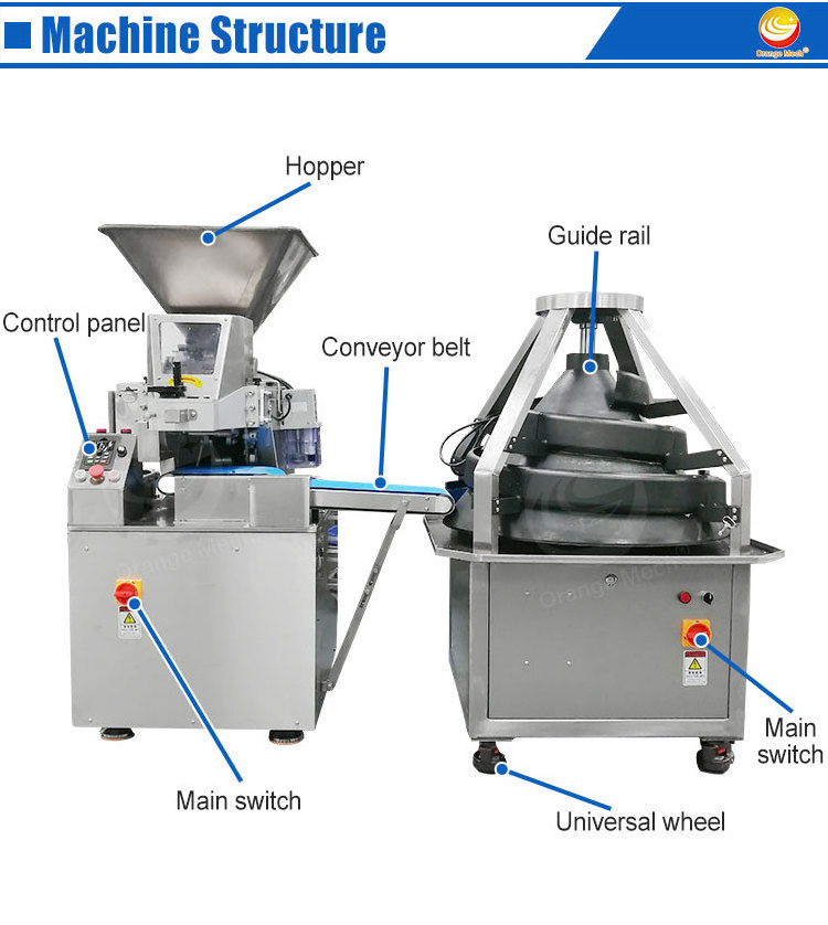 ORME Pizza Dough Divider Rounder Roti Dough Ball Make Machine Cookie Dough Divide and Round Machine