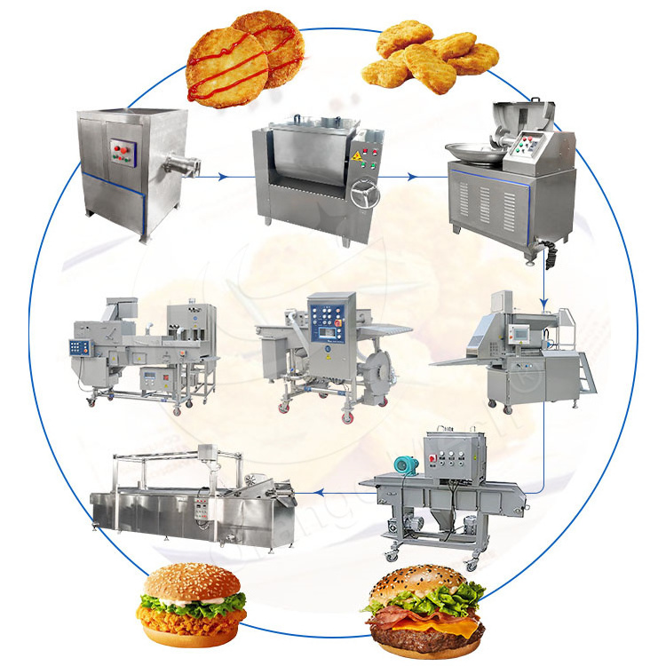 ORME Burger Chicken Nugget Cutting Maker Form Fry Machine Automatic Compact Hamburger Patty Production Line