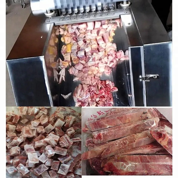 OR-QK800 Fresh Frozen Meat Dicing Machine Chicken Duck Fish Beef Meat and Bone Cutting Machine Custom Cube Size Meat Cutter