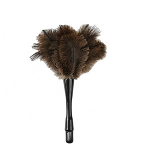 Plastic handle mini luxury chinese good quality ostrich feather duster black fluffy with feather duster cleaning