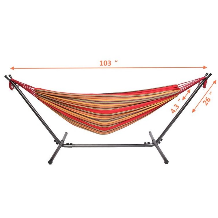 Portable Folding Canvas Camping Outdoor Swinging Tent Hammock Swing Chair Double Cotton Hammock With Space Saving Steel Stand