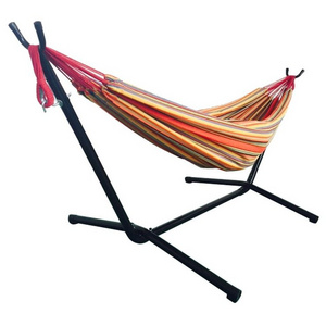 Portable Folding Canvas Camping Outdoor Swinging Tent Hammock Swing Chair Double Cotton Hammock With Space Saving Steel Stand