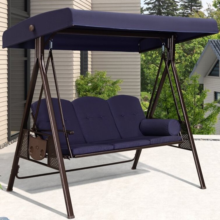 Garden Swing Sets Canopy Metal Patio Wrought Iron 3 Seater Cushion Beach Swing Chair Padding