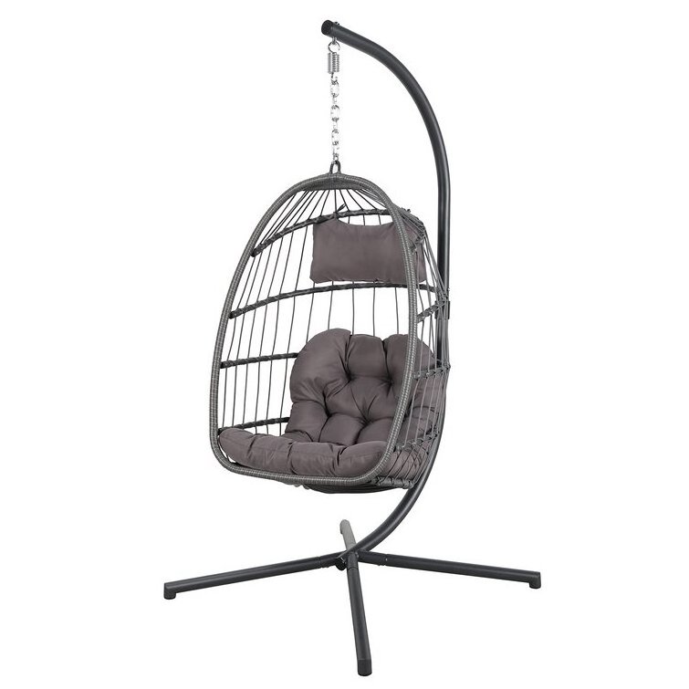 Garden Patio Swing Chairs Hammock Hanging Egg Chair Foldable Rattan Egg Shaped Chair With Stand