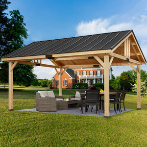 Outdoor Waterproof Hard Top Wood Patio Gazebo Aluminum Octagonal Pavilion Folding Canopy Garden Gazebo