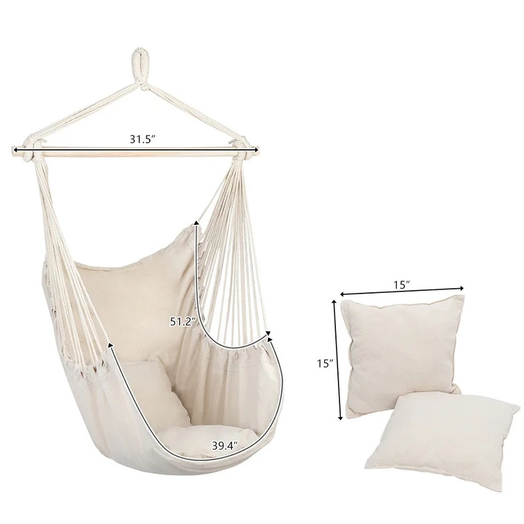 Outdoor Foldable Hammock Hanging Rope Swing Chair Lawn Swing Patio Hammock Hanging Mesh Chair For Adults