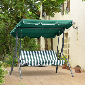 Outdoor Patio Porch Deck Steel Frame 3-Seat Canopy Swing Garden Hammock Swing Chair