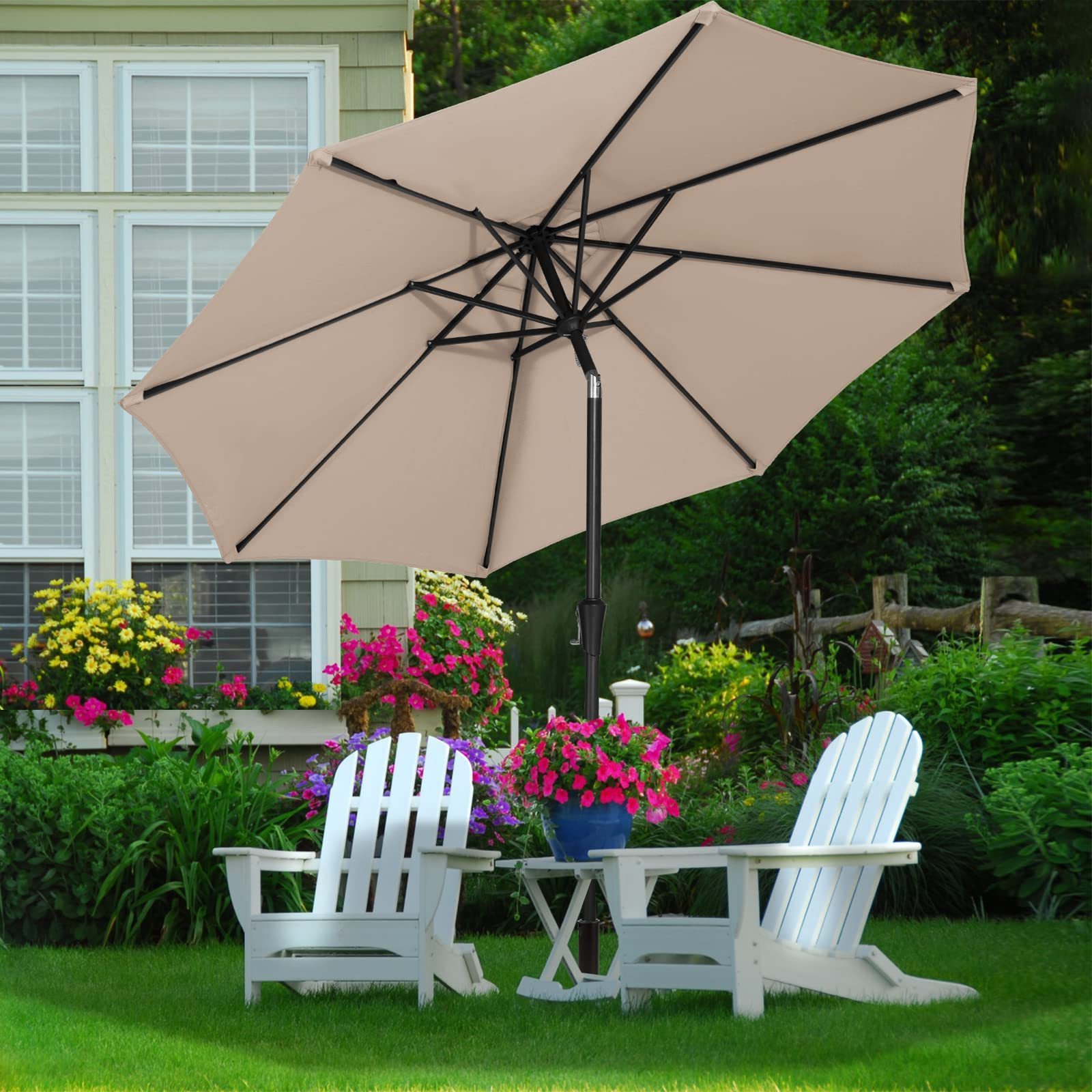 Luxury Foldable Garden Umbrella 3m 8 Ribs Big Size Steel Outdoor Cantilever Parasol Patio Umbrellas