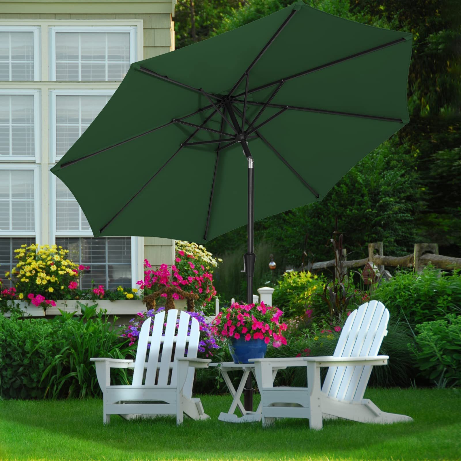 Outdoor Garden Steel Parasol Umbrella Customized Color Garden Sun Bleach Shaded Parasol Patio Umbrella With Bases Parts