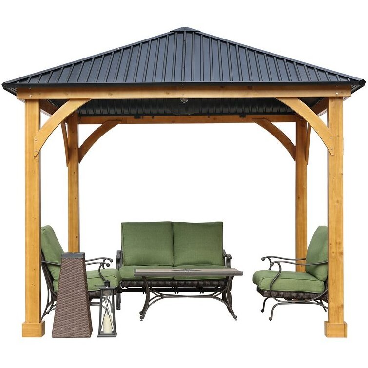 Outdoor Steel Metal Pole Wooden Garden Wood Gazebo Hardtop Aluminum Outdoor Patio Pergola