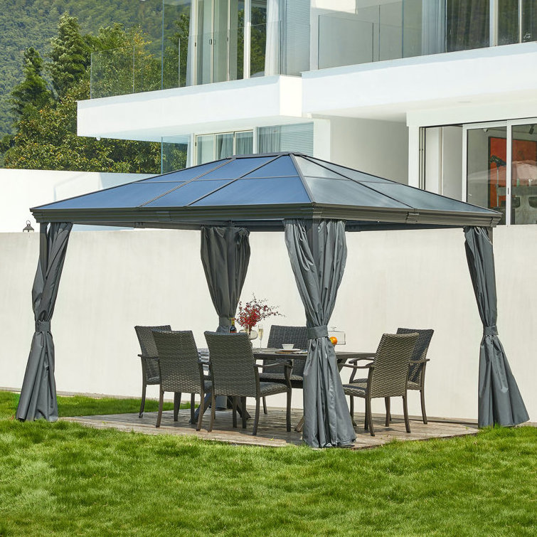 Morden BBQ Party  Polycarbonate Roof 3.1*3.1M Gazebos Aluminium Garden Pergola Outdoor Gazebo With 4-Side Mosquito Netting