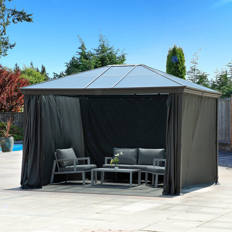 Morden BBQ Party  Polycarbonate Roof 3.1*3.1M Gazebos Aluminium Garden Pergola Outdoor Gazebo With 4-Side Mosquito Netting