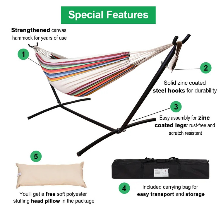 Natural Material Portable Hammock Outdoor Hammock Swing Chair Folding Camping Double Hammock With Stand